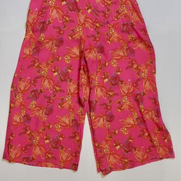 FREE PEOPLE Hot Tropics Jumpsuit Cropped Floral Tie Waist Colorful Print Size 4 - Picture 11 of 16